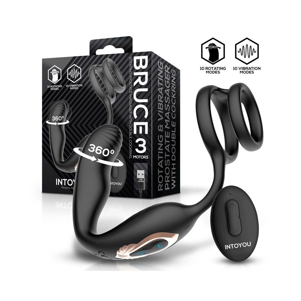 Bruce Masajeador Prostatico 360º y Doble Anillo con Vibracion